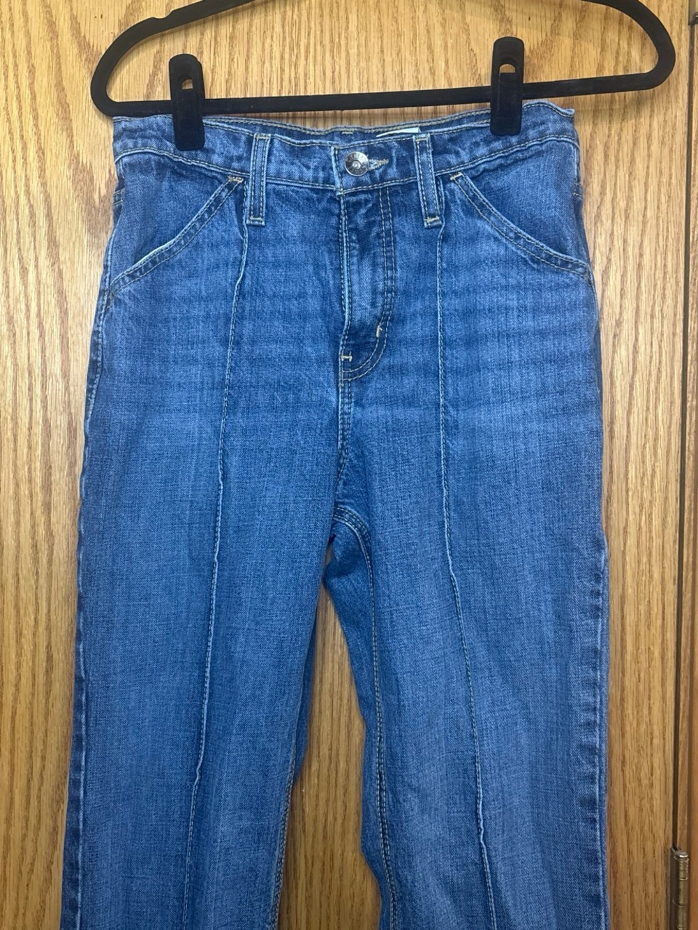 Cruel Girl Mid Blue Straight Leg Jeans with Front Seams